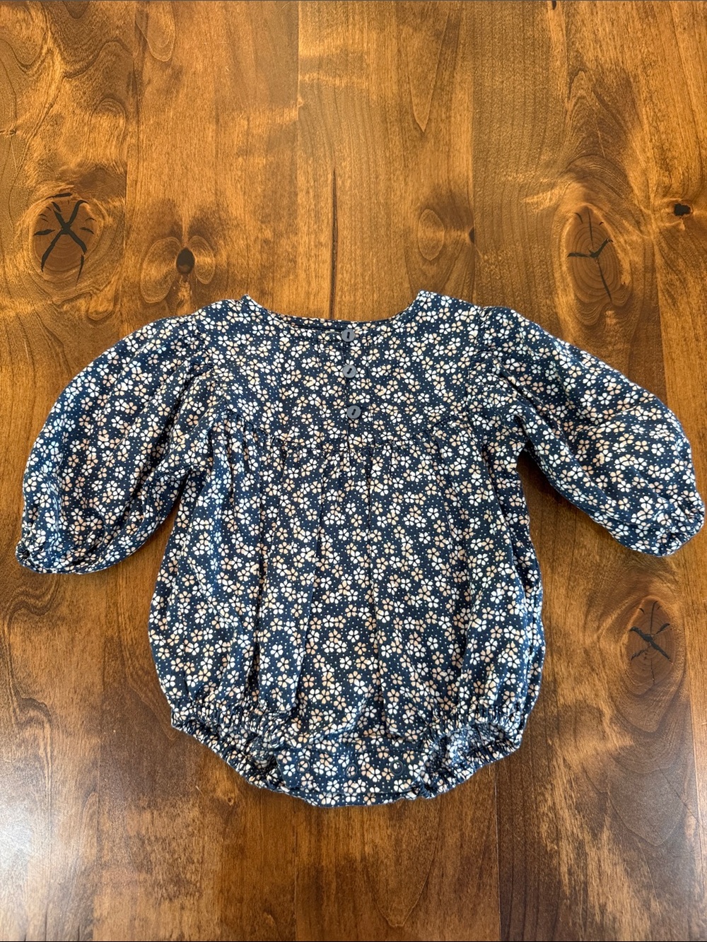 Rylee + Cru Navy Blue Floral Puff-Sleeve Blouse